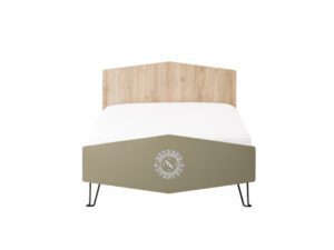 Camp bed with headboard