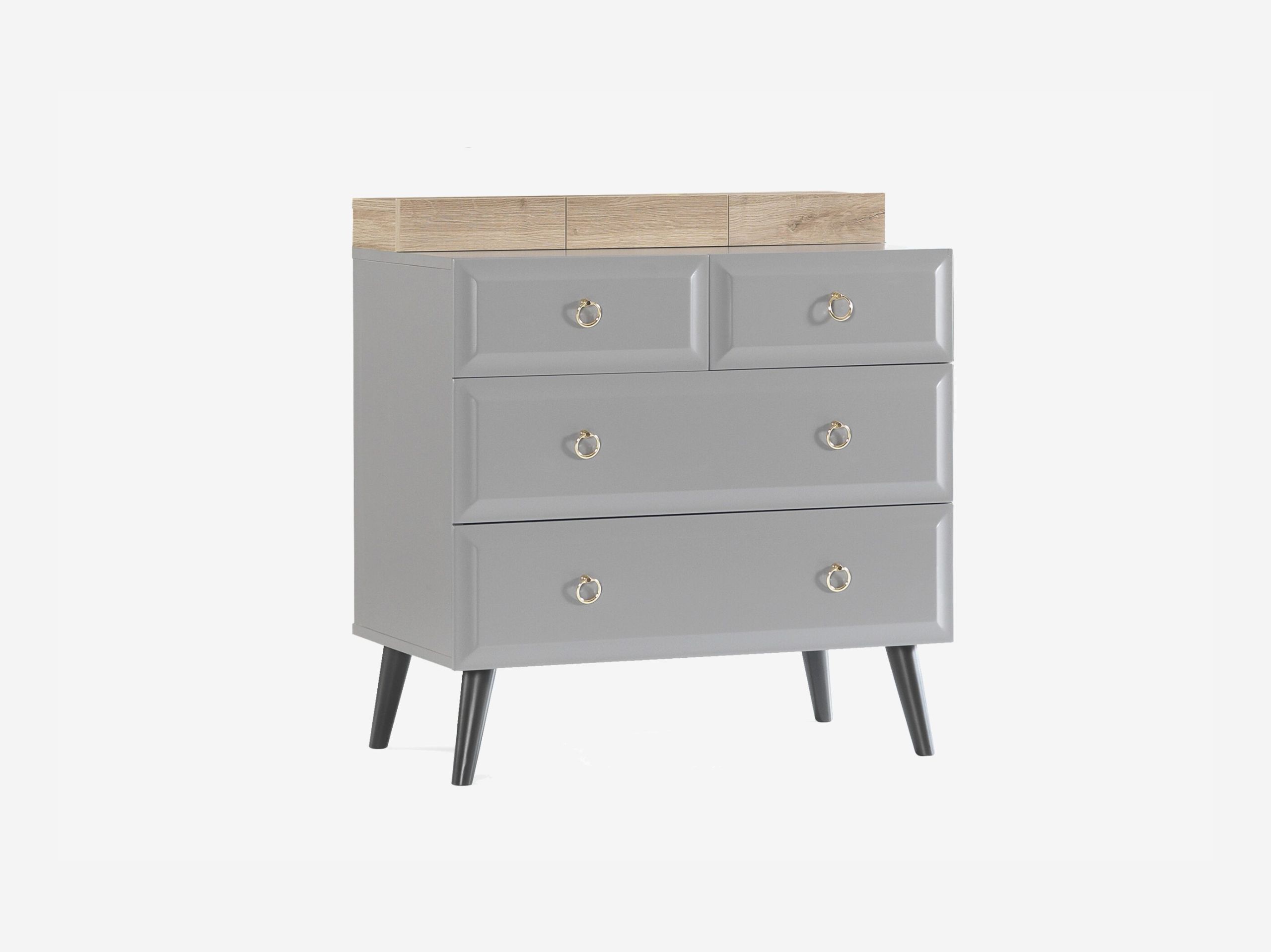 luna-gray-chest-of-drawers Luna Gray Chest of Drawers Three Tier Design with Black Legs