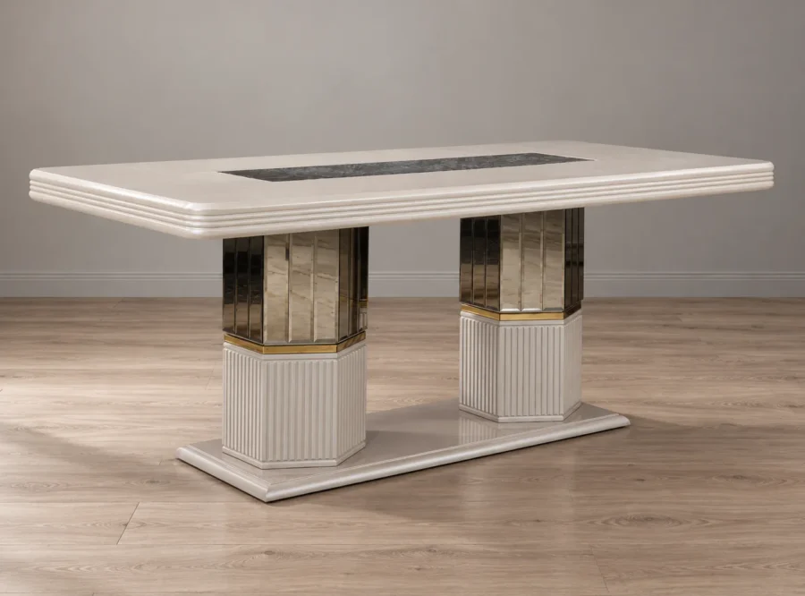 como-dining-table-1 Como Rectangular Dining Table Pedestal Base, three-quarter styled view