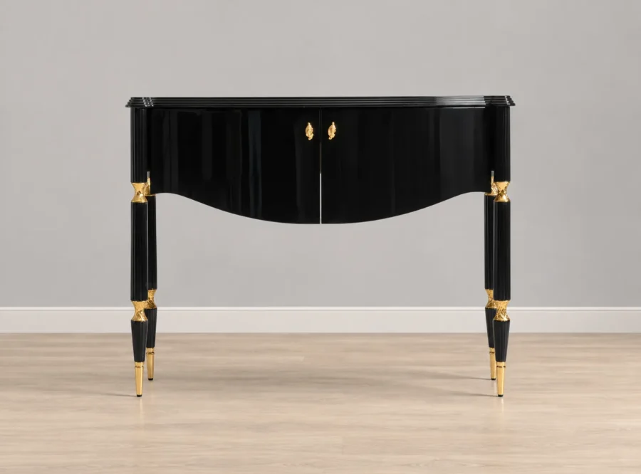 monaco-black-dresser-2 Monaco Black Dresser with Gold Accents, styled straight-on studio view
