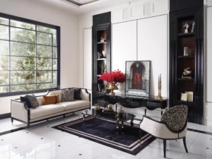 monaco black and white 4 seater couch