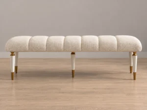 Ecrue bench, front three-quarter view