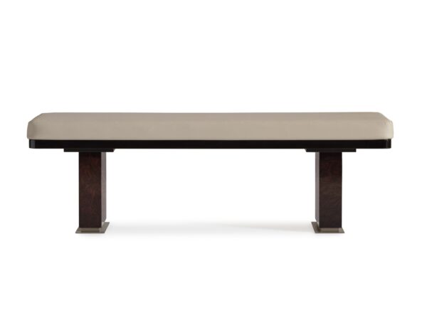 Senato Bench Upholstered Seat with Dark Brown Legs and Cream Accents