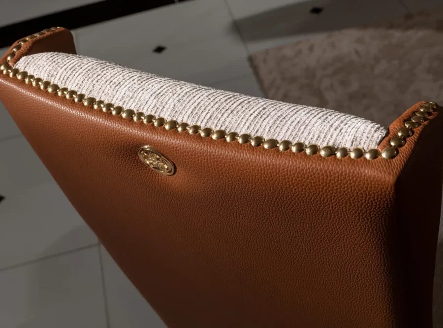 elegant leather chair detail Nevada dining set