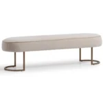 Lyon Cream Fabric Bench Antique Gold Base