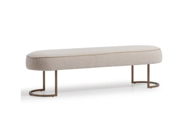 lyon-bench-cream Lyon Cream Fabric Bench Antique Gold Base