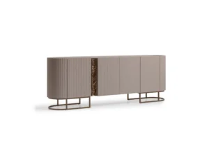 Lyon Ribbed Cream TV Unit Bronze Accent