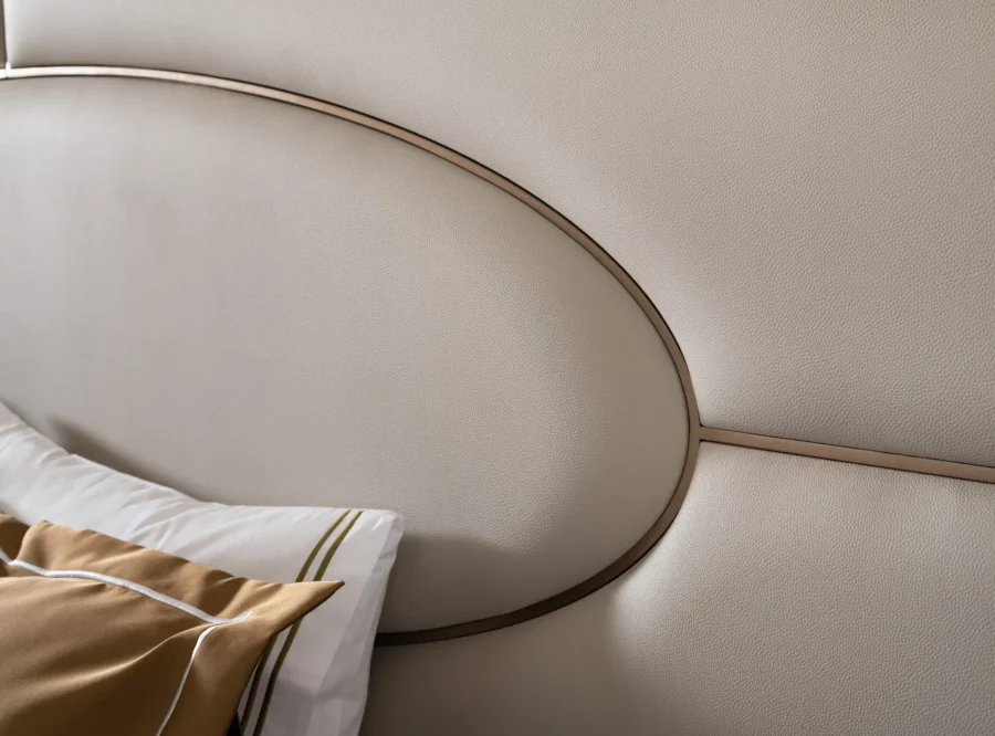 modern-bedroom-detail closeup view of casto bed headboard
