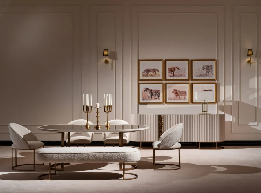 modern dining room with animal art Lyon dining room