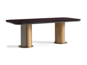 Ecrue Walnut Dining Table with Gold Base