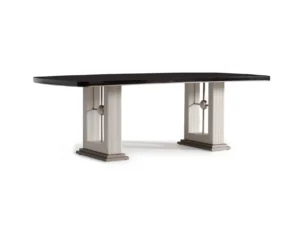 Senato Table Black Top Fluted Pedestal Base, isolated three-quarter product view