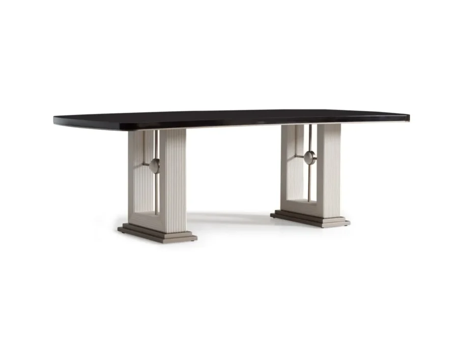 senato-dining-table-7 Senato Table Black Top Fluted Pedestal Base, isolated three-quarter product view