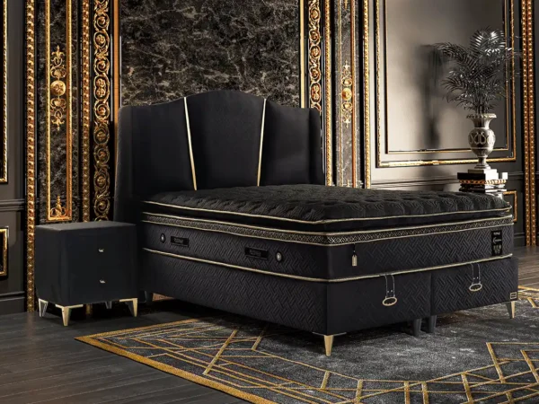 luxurious bedroom interior black gold karam black ottoman
