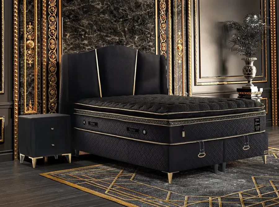 luxurious bedroom interior black gold karam black ottoman