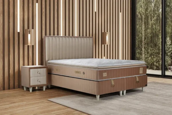 modern bedroom interior mattress nightstand ortho cream ottoman bed