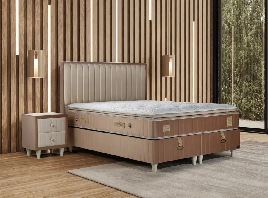 modern bedroom interior mattress nightstand ortho cream ottoman bed