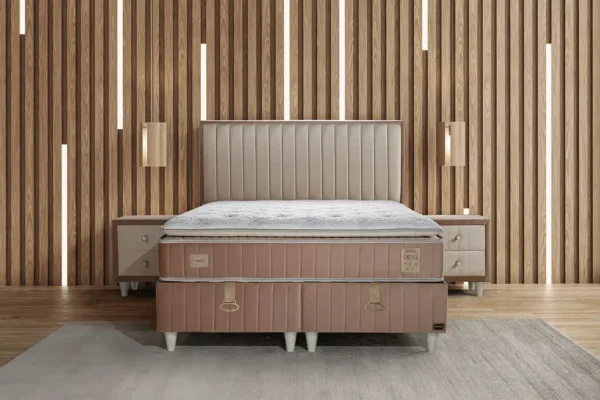 modern bedroom interior with bed and nightstands ortho cream ottoman bed