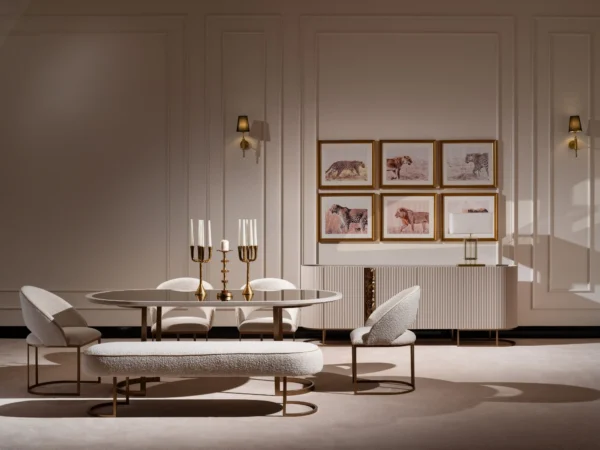 modern dining room with animal art Lyon dining room set