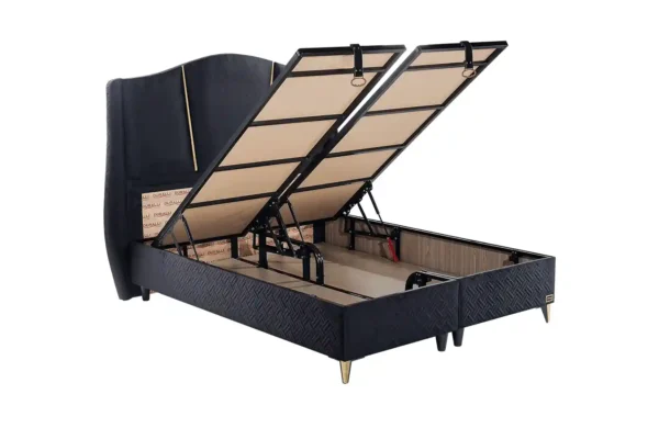 modern storage bed frame karam black ottoman