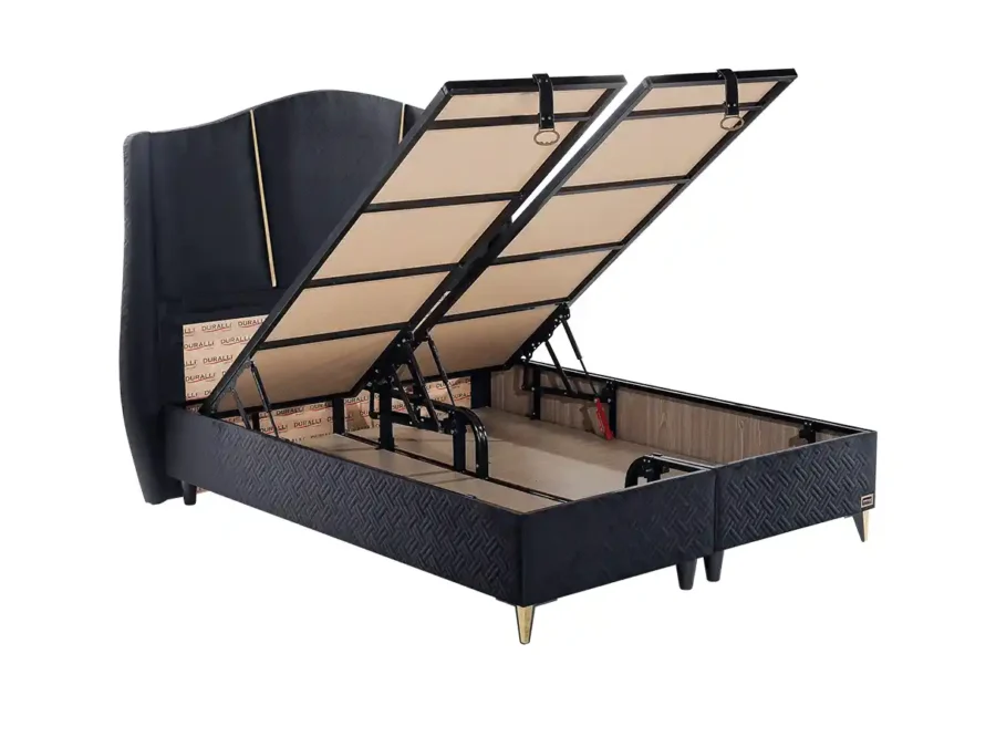 modern storage bed frame karam black ottoman