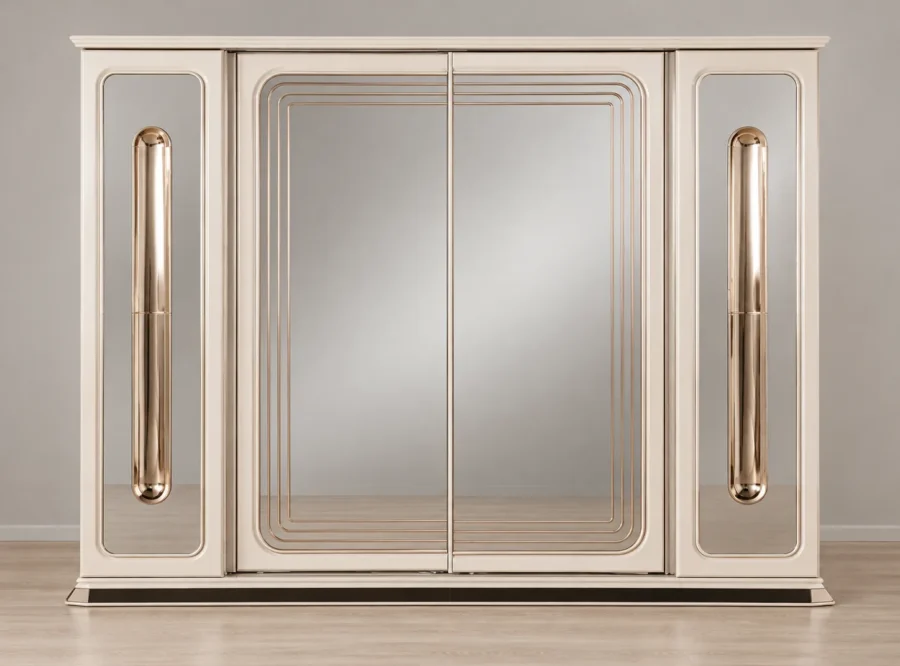 asos-wardrobe-2 Asos 4-Door Wardrobe Sliding Mirror Panels, styled image, straight-on front view