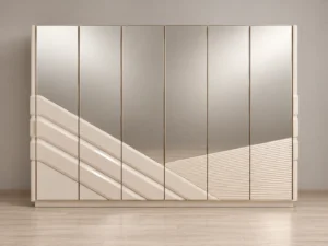 Deluxe 6-Door Wardrobe with Mirror, styled image, straight-on front view