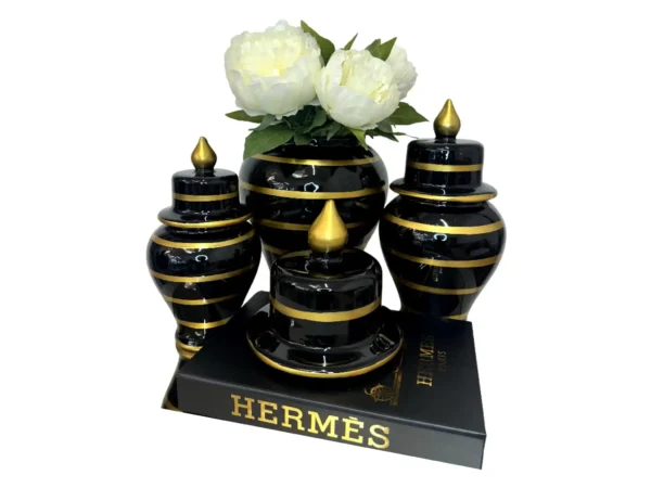 black and gold pots