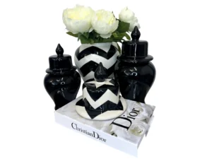Zigzag black and white pots