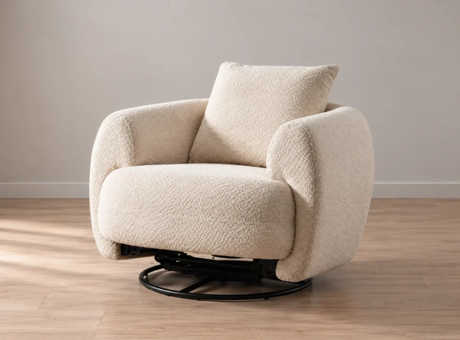 Miranda Cream Rocking Armchair 1 Miranda Cream rocking armchair, front three-quarter view