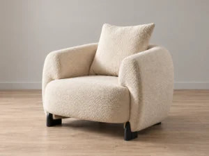 Miranda Cream stable armchair, front three-quarter view