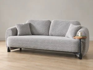 Miranda grey sofa, front three-quarter view