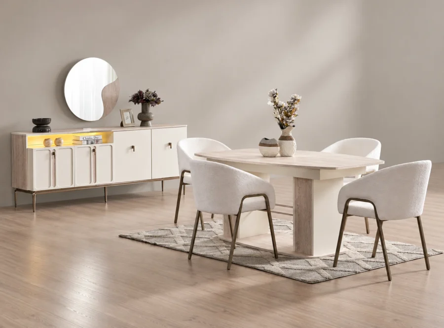 pamukkale-dining-room-set-1 Pamukkale dining room set, front three-quarter styled view