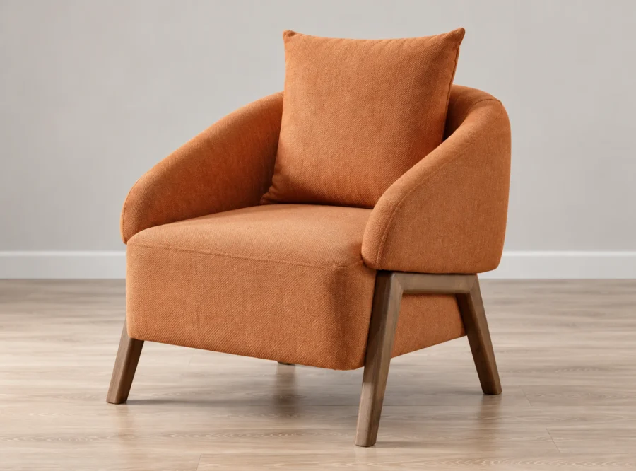 torino-orange-armchair-1 Torino Orange armchair, front three-quarter view