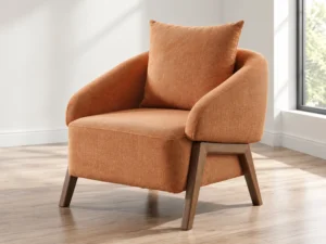 Torino Orange armchair, upholstery and frame detail