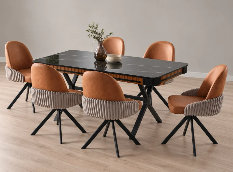 berras-dining-set-1 Berras dining set, front three-quarter styled view