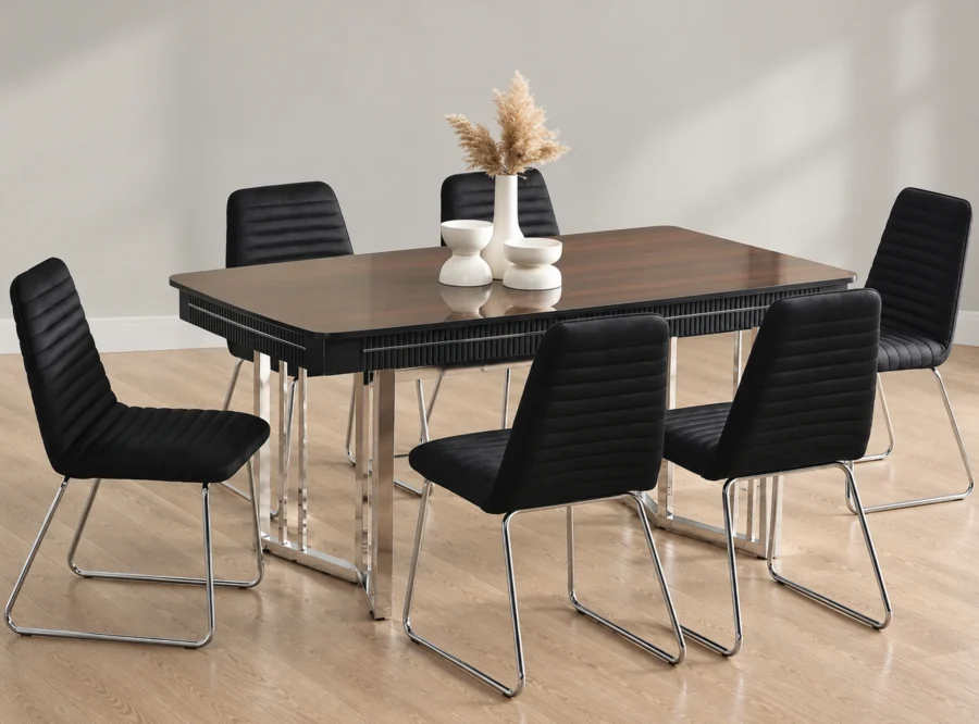 linda-dining-set-1 Linda dining set, front three-quarter styled view