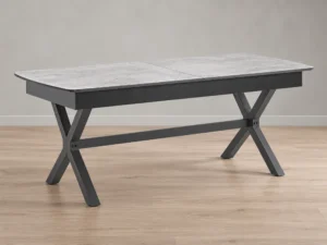 Tower dining table, front three-quarter view