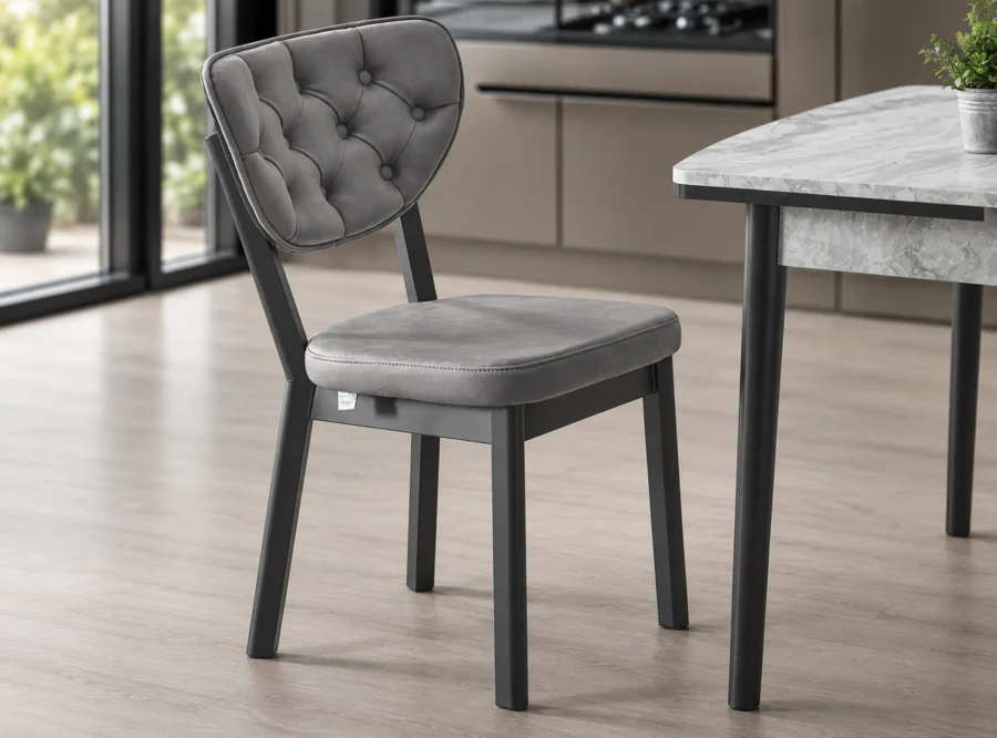 berlin-bermuda-siyah-dining-set-grey-chair-3 Berlin Bermuda Siyah dining set with grey chairs, table and chair detail view