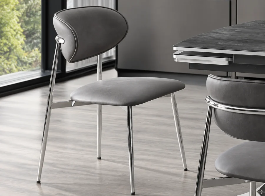 diamond-irony-krom-dining-set-3 Diamond Irony Krom dining set, table and chair detail view
