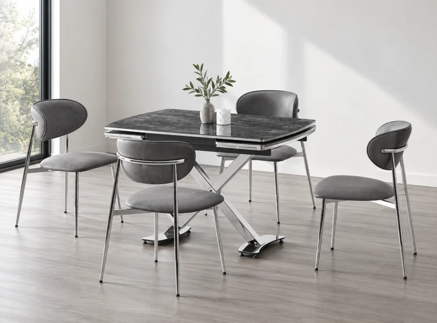 diamond-irony-krom-dining-set-4 Diamond Irony Krom dining set, alternate styled room view