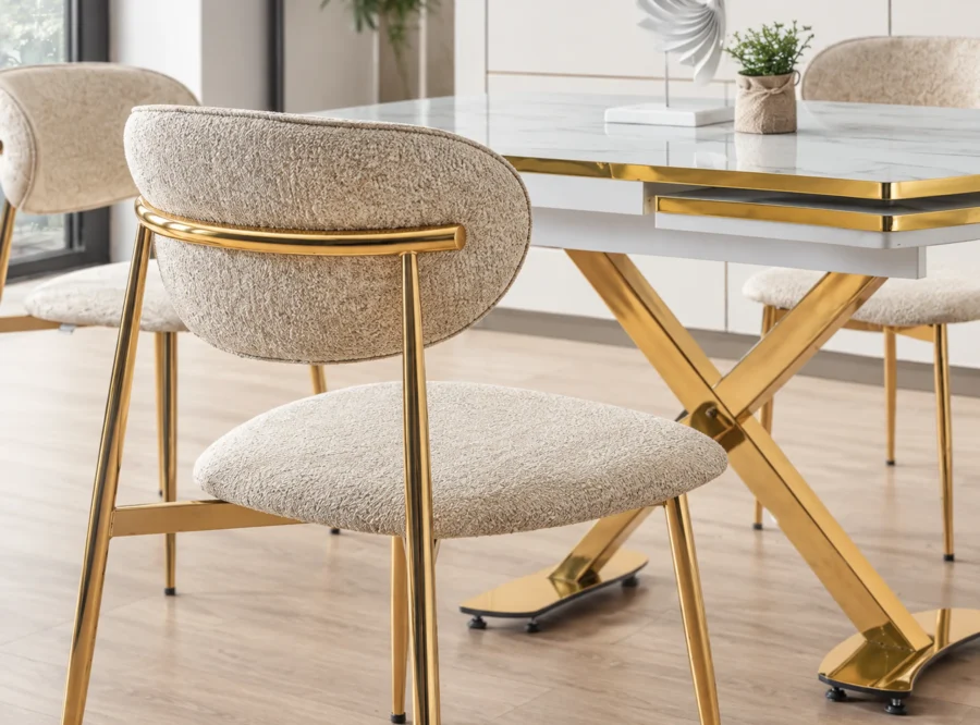 diamond-marmo-gold-dining-set-3 Diamond Marmo Gold dining set, table and chair detail view