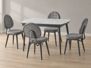 Milano Retro dining set, front three-quarter styled view