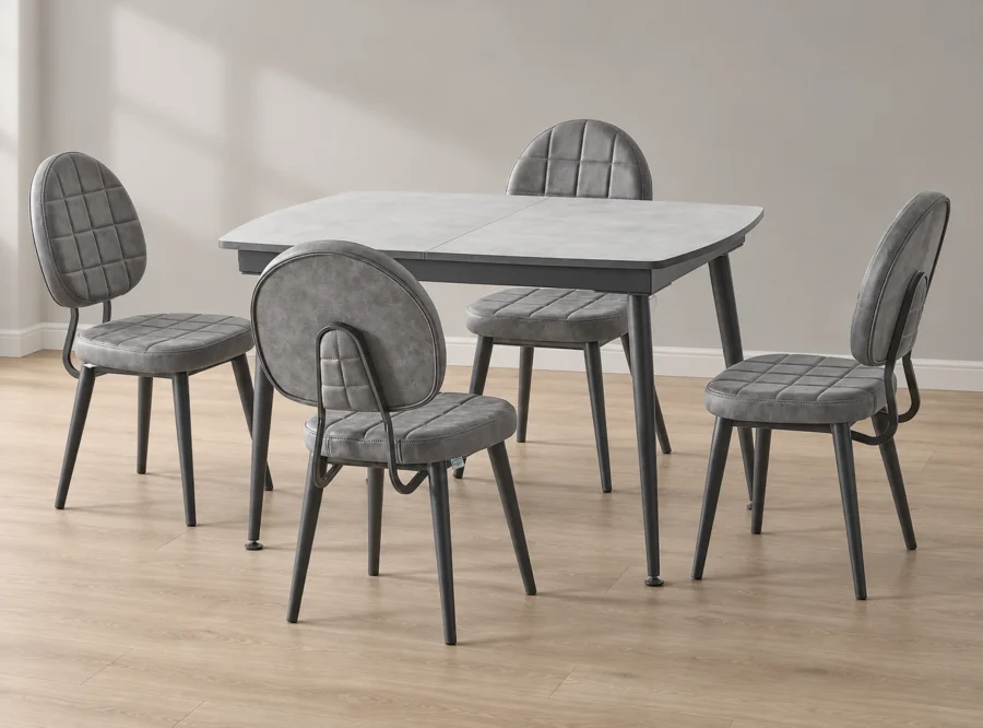 milano-retro-dining-set-1 Milano Retro dining set, front three-quarter styled view