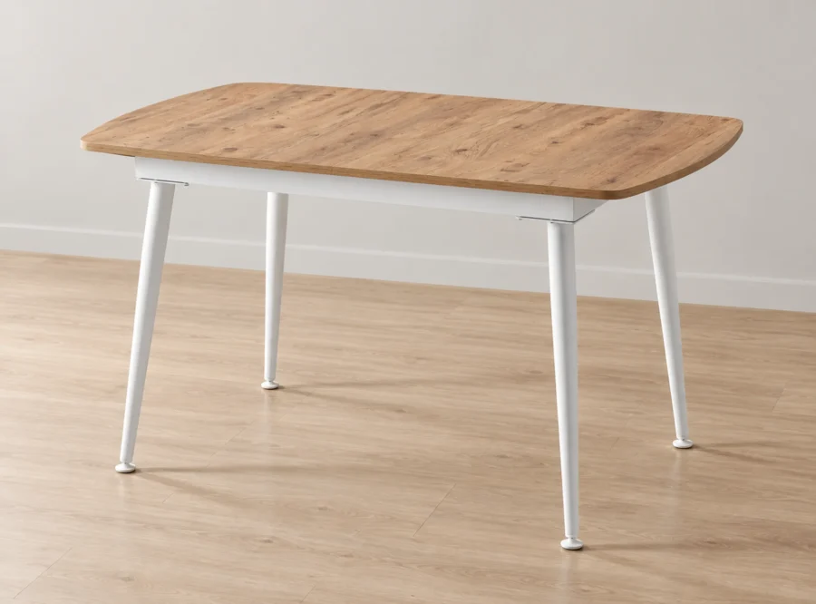 milano-wood-effect-dining-table-1 Milano wood-effect dining table, front three-quarter view