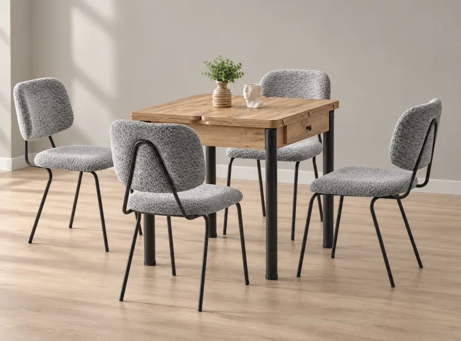 neva-atlantik-dining-set-grey-chair-1 Neva Atlantik dining set with grey chairs, front three-quarter styled view