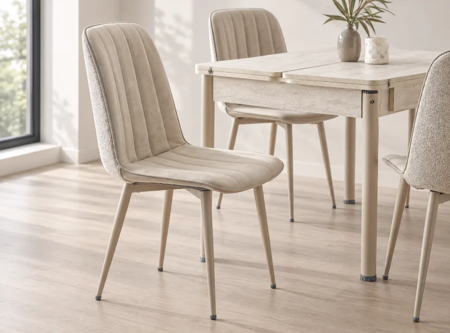 neva-traverten-dining-set-3 Neva Traverten dining set, table and chair detail view