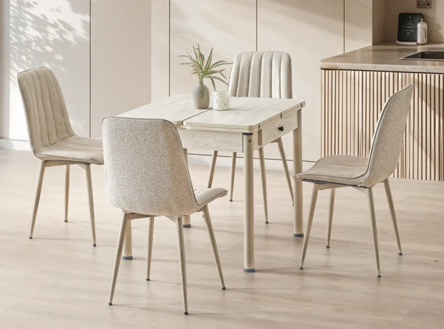 neva-traverten-dining-set Neva Traverten Dining Set