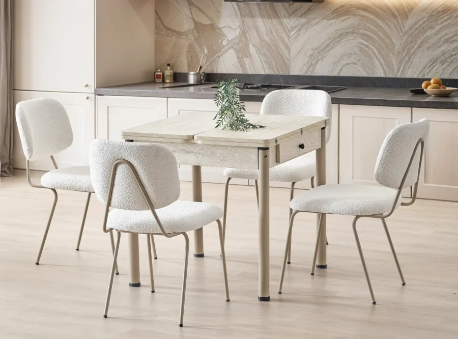neva-traverten-dining-set-white-dining-chair Neva Traverten Dining Set with white dining chair