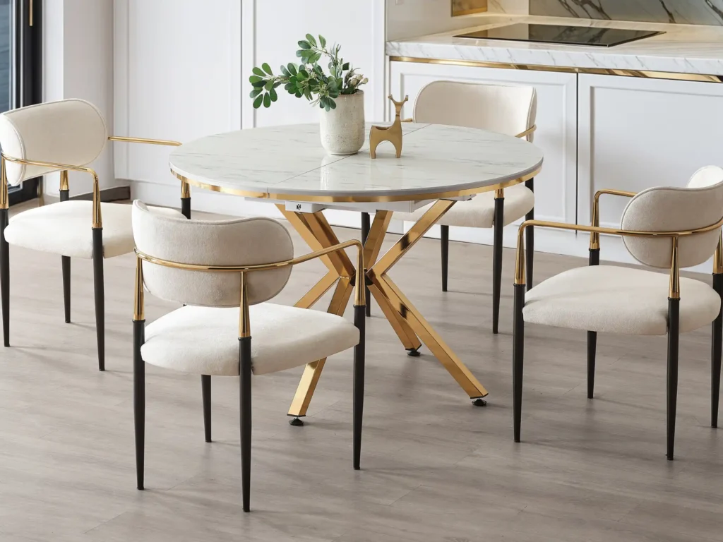 Zenith Gold Marble Effect Dining Set - M&I Interiors