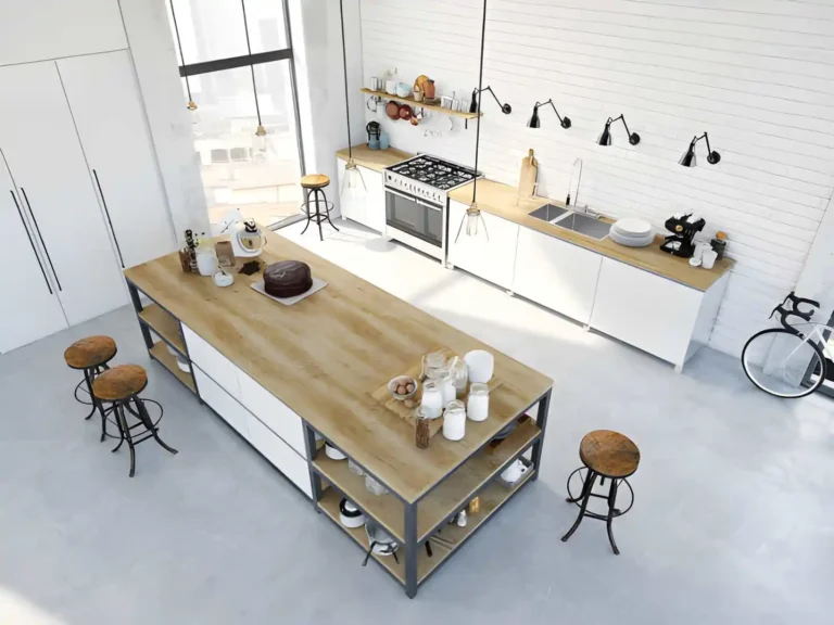 kitchen with grey flooring